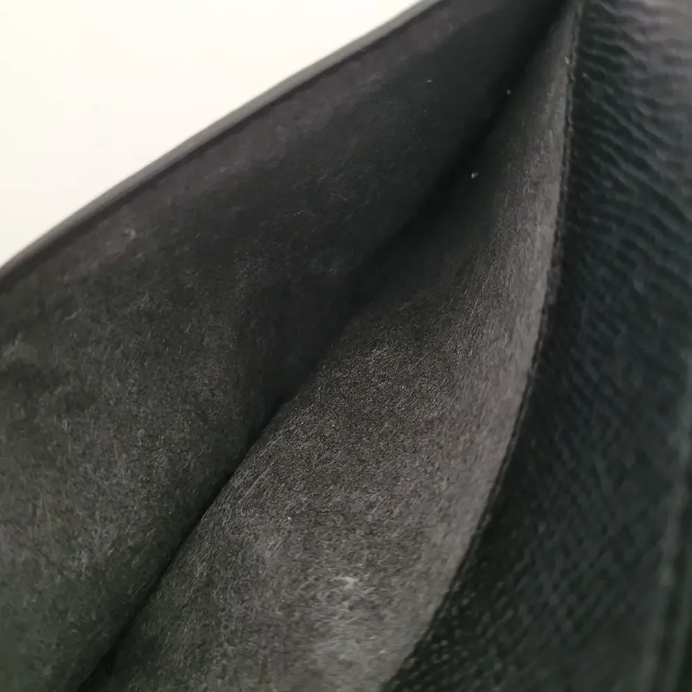 COACH New York Crossgrain‎ Leather Zip Around Wallet Clutch Black Long